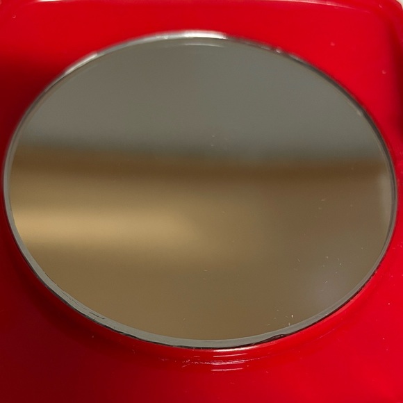 EUC Bright Red Double Mirror Compact w/both Regular and Magnified mirrors inside - Picture 5 of 12